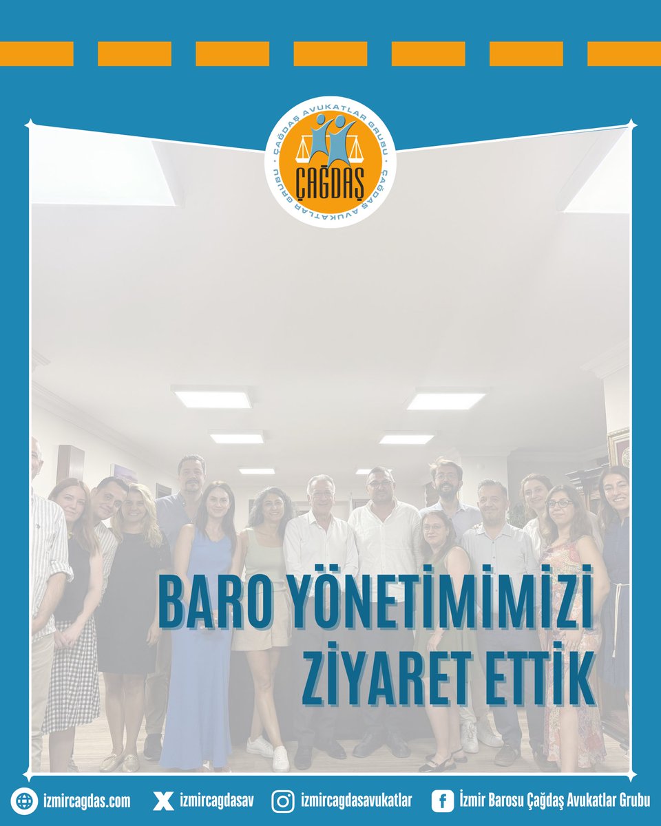 izmircagdasav's tweet photo. BARO YÖNETİMİMİZİ ZİYARET ETTİK

İzmir Barosu Başkanı ve Yönetim Kurulunu ziyaret ettik. Baromuzu temsilen gösterdikleri özverili çalışmalar ve baromuzu bugün bulunduğu noktaya taşıyan katkıları dolayısıyla kendilerine teşekkürlerimizi sunduk.

Her zaman olduğu gibi, önümüzdeki adli yılda da çalışmalarında yanlarında olmaya ve destek vermeye devam edeceğiz.

Bizi ağırladıkları için teşekkür ederiz. 💙🧡
