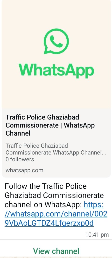 GZB Traffic Police (@gzbtrafficpol) on Twitter photo рдпрд╣ рдЪреИрдирд▓ рдпрд╛рддрд╛рдпрд╛рдд рд╕рдВрдмрдВрдзреА рд╕рднреА рдкреНрд░рдХрд╛рд░ рдХреА рд╕реВрдЪрдирд╛рдУрдВ (рдЬрд╛рдо,рдорд╛рд░реНрдЧ рдкрд░рд┐рд╡рд░реНрддрди рд╡ рдЕрдиреНрдп рдЖрд╡рд╢реНрдпрдХ рдЬрд╛рдирдХрд╛рд░реА) рдЖрджрд┐ рдХреЗ рдЖрджрд╛рди-рдкреНрд░рджрд╛рди рд╣реЗрддреБ рдмрдирд╛рдпрд╛ рдЧрдпрд╛ рд╣реИред рдЖрдордЬрди рд╕реЗ рдЕрдиреБрд░реЛрдз рд╣реИ рдХрд┐ рдЪреИрдирд▓ рдХреЛ рдЕрдзрд┐рдХ рд╕реЗ рдЕрдзрд┐рдХ рдлреЙрд▓реЛ рдХрд░реЗрдВред
#Follow the Traffic Police Ghaziabad Commissionerate channel on WhatsApp: whatsapp.com/channel/0029VbтАж рдпрд╣ рдЪреИрдирд▓ рдпрд╛рддрд╛рдпрд╛рдд рд╕рдВрдмрдВрдзреА рд╕рднреА рдкреНрд░рдХрд╛рд░ рдХреА рд╕реВрдЪрдирд╛рдУрдВ (рдЬрд╛рдо,рдорд╛рд░реНрдЧ рдкрд░рд┐рд╡рд░реНрддрди рд╡ рдЕрдиреНрдп рдЖрд╡рд╢реНрдпрдХ рдЬрд╛рдирдХрд╛рд░реА) рдЖрджрд┐ рдХреЗ рдЖрджрд╛рди-рдкреНрд░рджрд╛рди рд╣реЗрддреБ рдмрдирд╛рдпрд╛ рдЧрдпрд╛ рд╣реИред рдЖрдордЬрди рд╕реЗ рдЕрдиреБрд░реЛрдз рд╣реИ рдХрд┐ рдЪреИрдирд▓ рдХреЛ рдЕрдзрд┐рдХ рд╕реЗ рдЕрдзрд┐рдХ рдлреЙрд▓реЛ рдХрд░реЗрдВред
#Follow the Traffic Police Ghaziabad Commissionerate channel on WhatsApp: whatsapp.com/channel/0029VbтАж