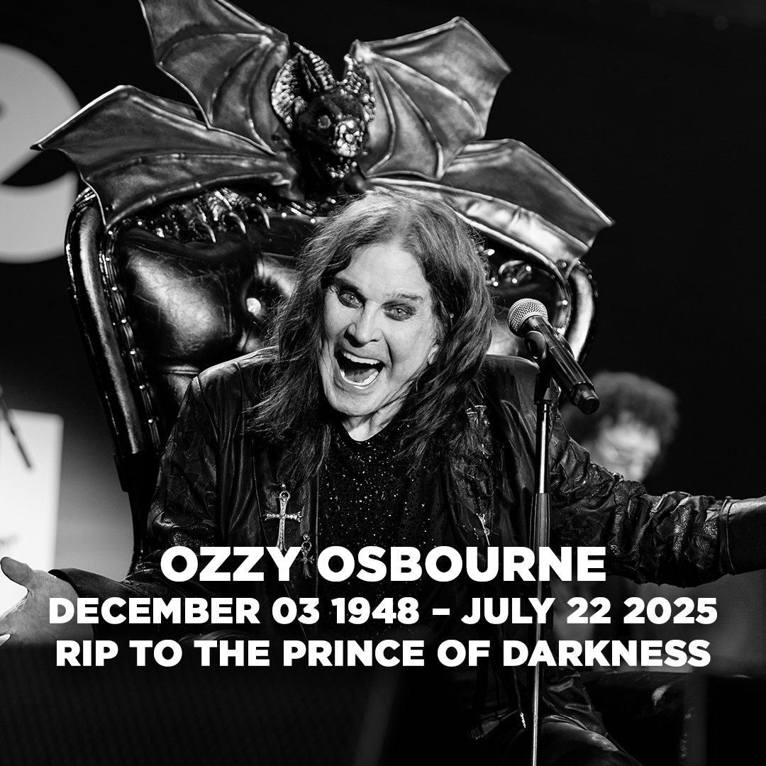 We are deeply saddened to report that the legendary Prince Of Darkness, Ozzy Osbourne, has passed away at the age of 76

In a statement, his family said "It is with more sadness than mere words can convey that we have to report that our beloved Ozzy Osbourne has passed away this