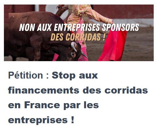 ChasseAbolition's tweet image. #Pétition : Stop aux financements des corridas en France par les entreprises !

c0109f24.sibforms.com/serve/MUIFAD2u…