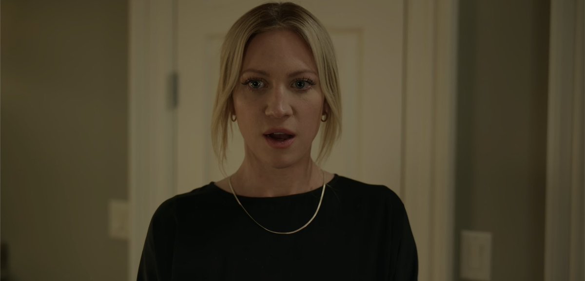 brittany snow as chloe beale looking at beca mitchell in pitch perfect (2012) // brittany snow as sophie o'neil looking at margo banks in the hunting wives (2025)