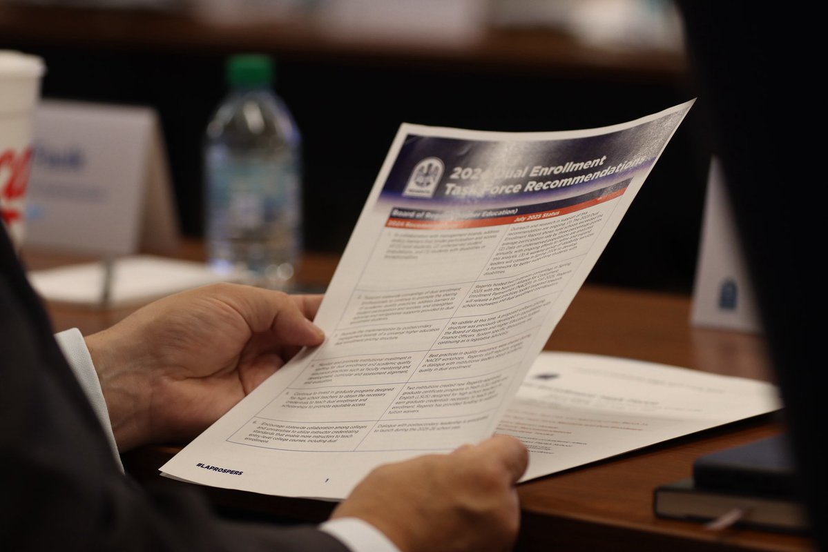 LA_Regents's tweet image. While school is still out for summer, the Dual Enrollment Task Force continues to be hard at work.
Tuesday’s meeting is the first with three new members: Leaders for a Better Louisiana, The Pelican Institute, and Ellevate Louisiana.
#LaProspers #TalentLivesHere