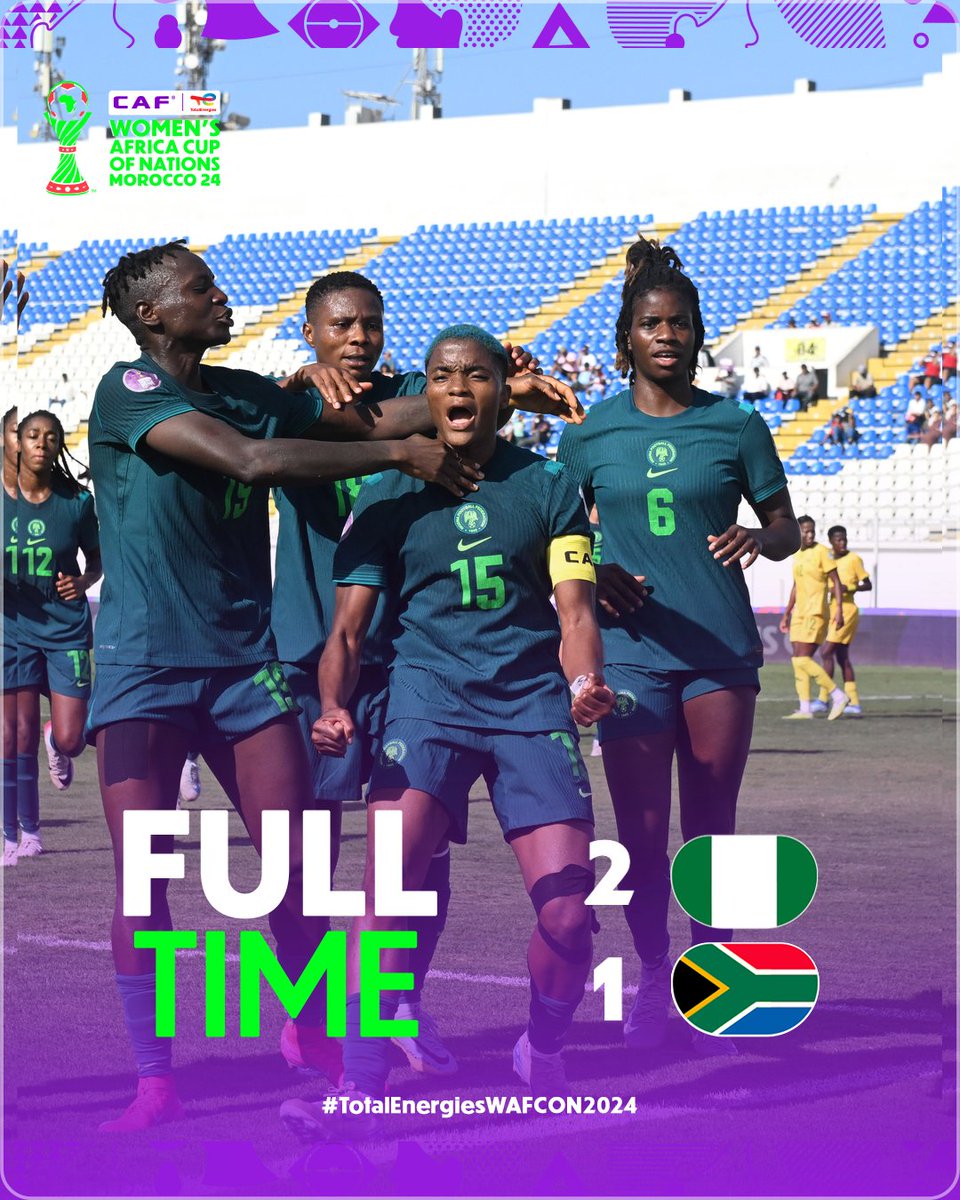 AfricaFactsZone's tweet image. Nigeria beat South Africa in the Semi Finals of both the AFCON and WAFCON.
Nigeria's Super Eagles beat South Africa's Bafana Bafana 1-1 (4-2 on penalties) at the 2023 AFCON in Cote d'Ivoire.
The Super Falcons have beaten Banyana Banyana 2-1 at the 2024 WAFCON in Morocco.