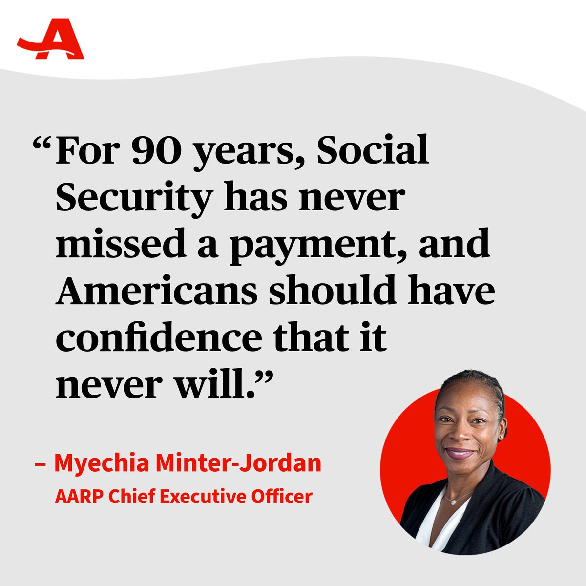 AARP's tweet image. Older Americans routinely say the future of Social Security is one of the issues they care about most, and AARP will continue its fight to make sure Social Security remains strong for generations to come. Read our full statement: spr.ly/6019fHUgX