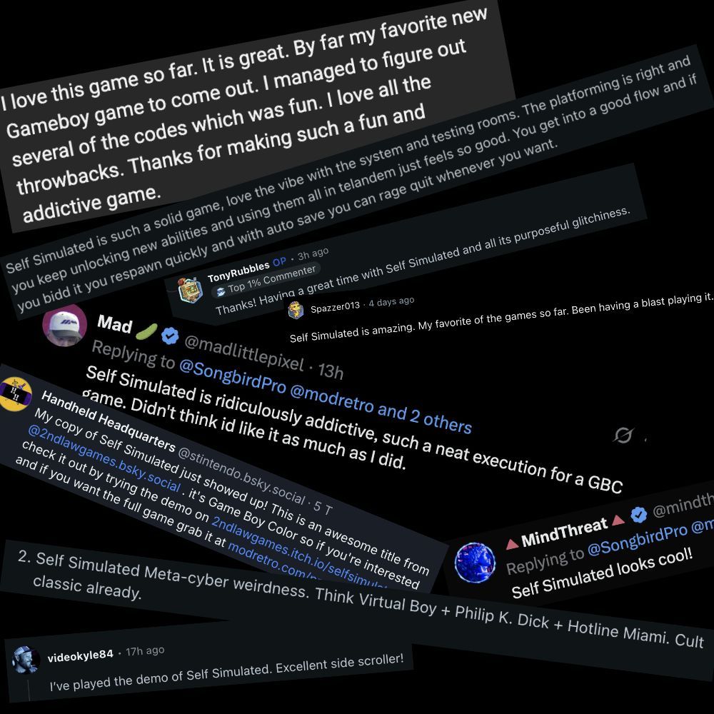 2ndlawgames's tweet image. First reviews for Self Simulated are in!
Thank you all so much for your trust and support — it really means the world to me to see all these lovely posts. ❤️
Get your physical copy of Self Simulated at modretro.com/products/self-…
@modretro