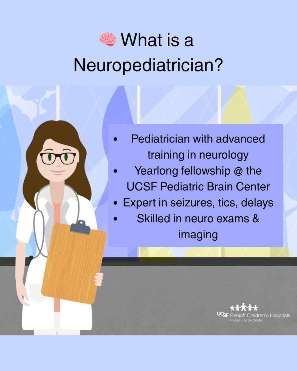 A neuropediatrician is a pediatrician w/ advanced training in pediatric neurology through a year-long fellowship. Launched in 2024, this innovative role expands access to expert care for children with #seizures, #tics, developmental delays, and more. ucsfbenioffchildrens.org/education/what…