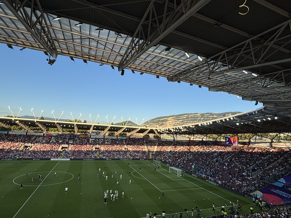 MiguelDelaney's tweet image. Some setting for a stadium (the motorway helpfully obscured)