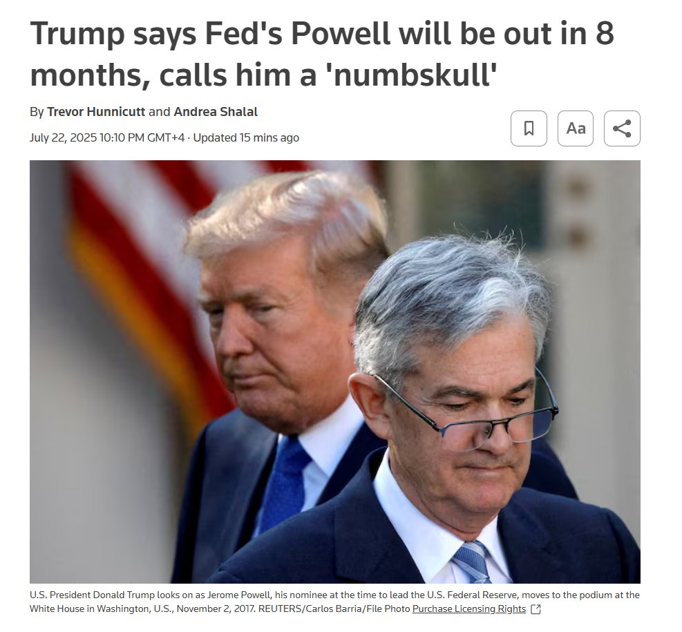 stillgray's tweet image. Trump wants Jerome Powell in 8 months. Just sounds like he's not gonna resign at any point.