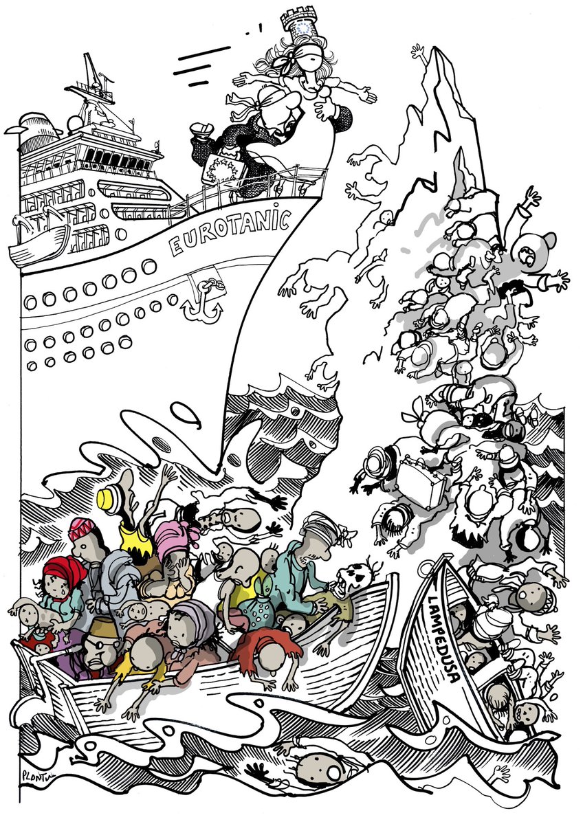 plantu's tweet image. IMMIGRATION EN EUROPE: rencontre au Danemark des ministres européens.
