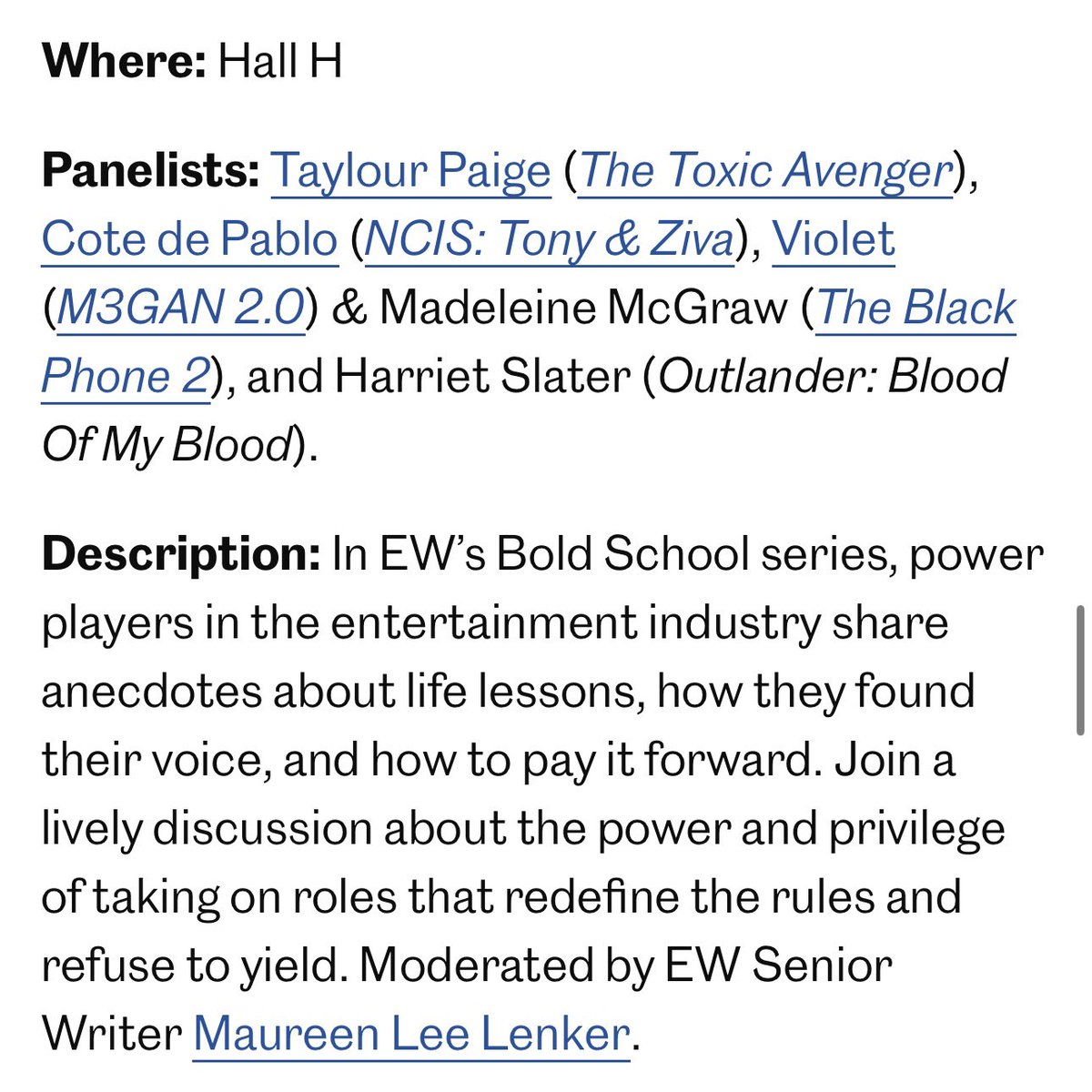 NCISTivaFans's tweet image. Cote de Pablo will join an Entertainment Weekly panel, Bold School, a “lively discussion about the power and privilege of taking on roles that redefine the rules and refuse to yield” during San Diego Comic Con!
#NCISTonyAndZiva #Tiva #TonyandZiva
#CoteDePablo #SDCC #SDCC25 @EW…