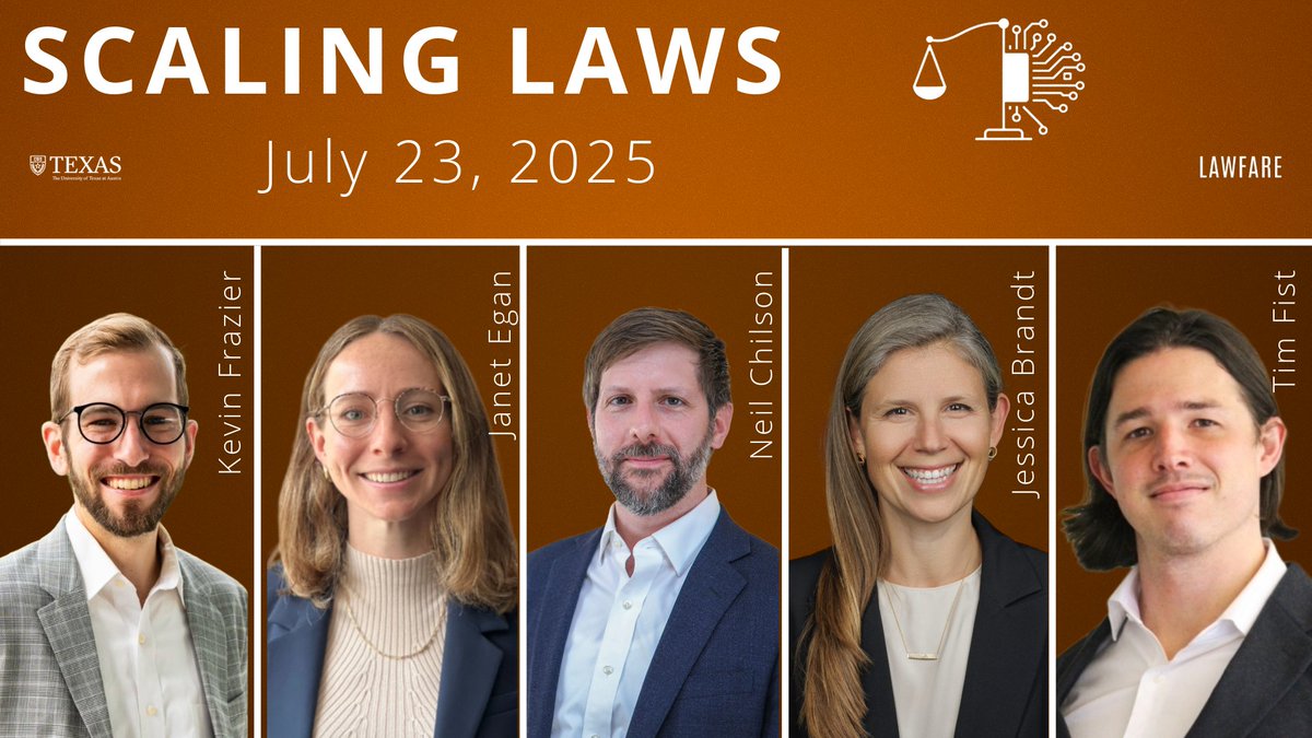 scaling_laws's tweet image. Looking for the best takes on the AI Action Plan?
Subscribe to Scaling Laws. We'll have more AI scoops than an ice store.
Here's our line up: @neil_chilson, @janet_e_egan, @fiiiiiist, and Jessica Brandt.
Coming to you in time for that Thursday work out / run / etc.