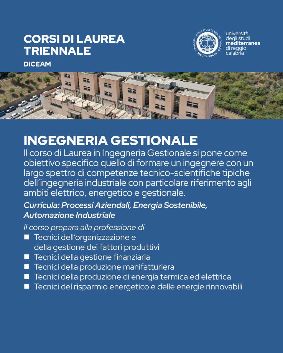 Ingegneria alla Mediterranea: triennali e magistrali nei settori chiave del futuro.
Sostenibilità, digitale, innovazione.
📌 A.A. 2025/2026
👉 unirc.it
#Mediterranea #Ingegneria #Orientamento2025