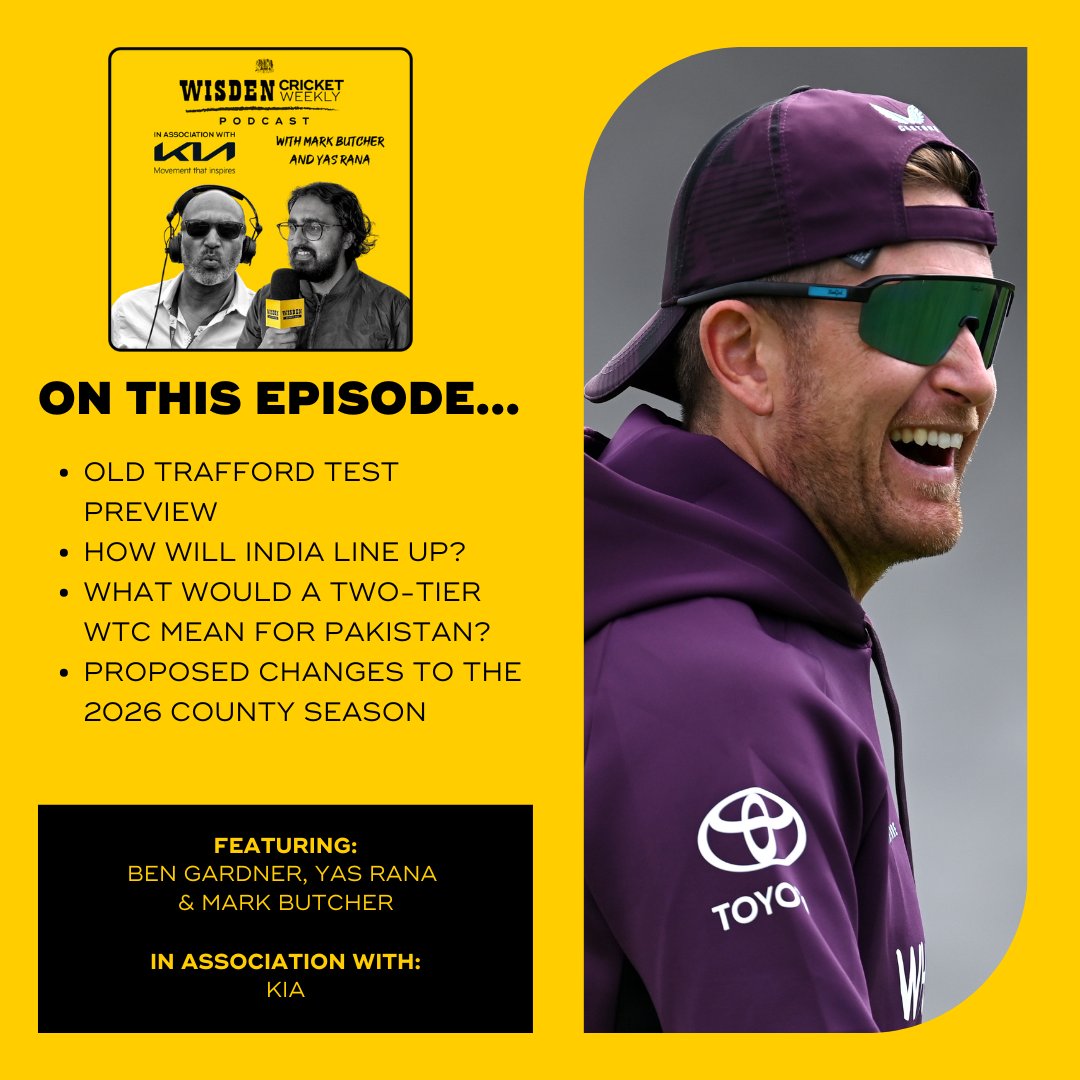 WisdenCricket's tweet image. 🚨 NEW PODCAST 🚨
🎙️@markbutcher72
🎙️@Ben_Wisden
🎙️@Yas_Wisden
🤝 @KiaUK
LISTEN: open.spotify.com/episode/0NGTZc…