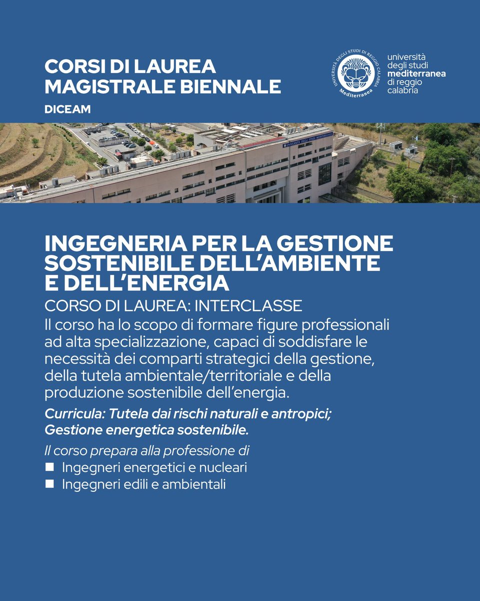 Ingegneria alla Mediterranea: triennali e magistrali nei settori chiave del futuro.
Sostenibilità, digitale, innovazione.
📌 A.A. 2025/2026
👉 unirc.it
#Mediterranea #Ingegneria #Orientamento2025