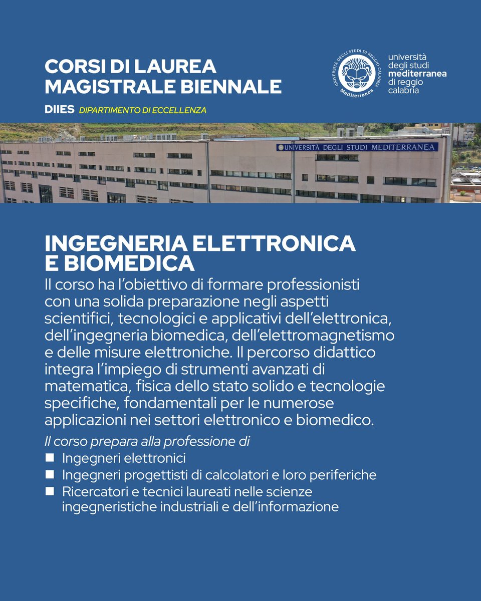 Ingegneria alla Mediterranea: triennali e magistrali nei settori chiave del futuro.
Sostenibilità, digitale, innovazione.
📌 A.A. 2025/2026
👉 unirc.it
#Mediterranea #Ingegneria #Orientamento2025