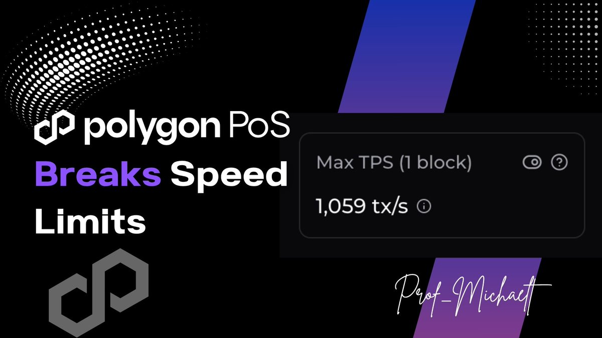 prof_michaelt's tweet photo. #PolygonPoS has officially crossed 1,000+ transactions per second, reaching a peak of 1,059 tx/s in a single block.
This is more than a performance stat — it’s a sign of @0xPolygon’s growing dominance as a production-ready L2 for real-world adoption. Finality now clocks in at under ~5 seconds, with a maximum of 2 block reorgs if any. And since the latest upgrade? Zero reorgs.
In short: it’s fast, secure, and reliable — the trinity every #Blockchain aims for but few achieve.
🔹 This breakthrough comes as part of the broader #Polygon 2.0 vision — a unified network of ZK-powered chains governed by a single protocol and token $POL. With Polygon PoS already leveling up, we’re seeing the first pieces of that vision come alive.
🔹 And according to @sandeepnailwal, this is just the beginning. The team is already eyeing the next major leap: ~5,000 TPS. A speed like that doesn’t just compete with legacy systems — it leapfrogs them. Real-time dApps, fluid onchain gaming, autonomous AI agents — all become feasible at this scale.
#Polygon isn’t making bold claims. It’s shipping bold results.
This is how you onboard the next billion users:
✅ Blazing fast
✅ EVM-compatible
✅ Builder-friendly
✅ Live today
Shoutout to the devs, validators, and everyone pushing this tech forward. #Polygon is where future-proof infrastructure becomes present-day reality.
Let’s go.