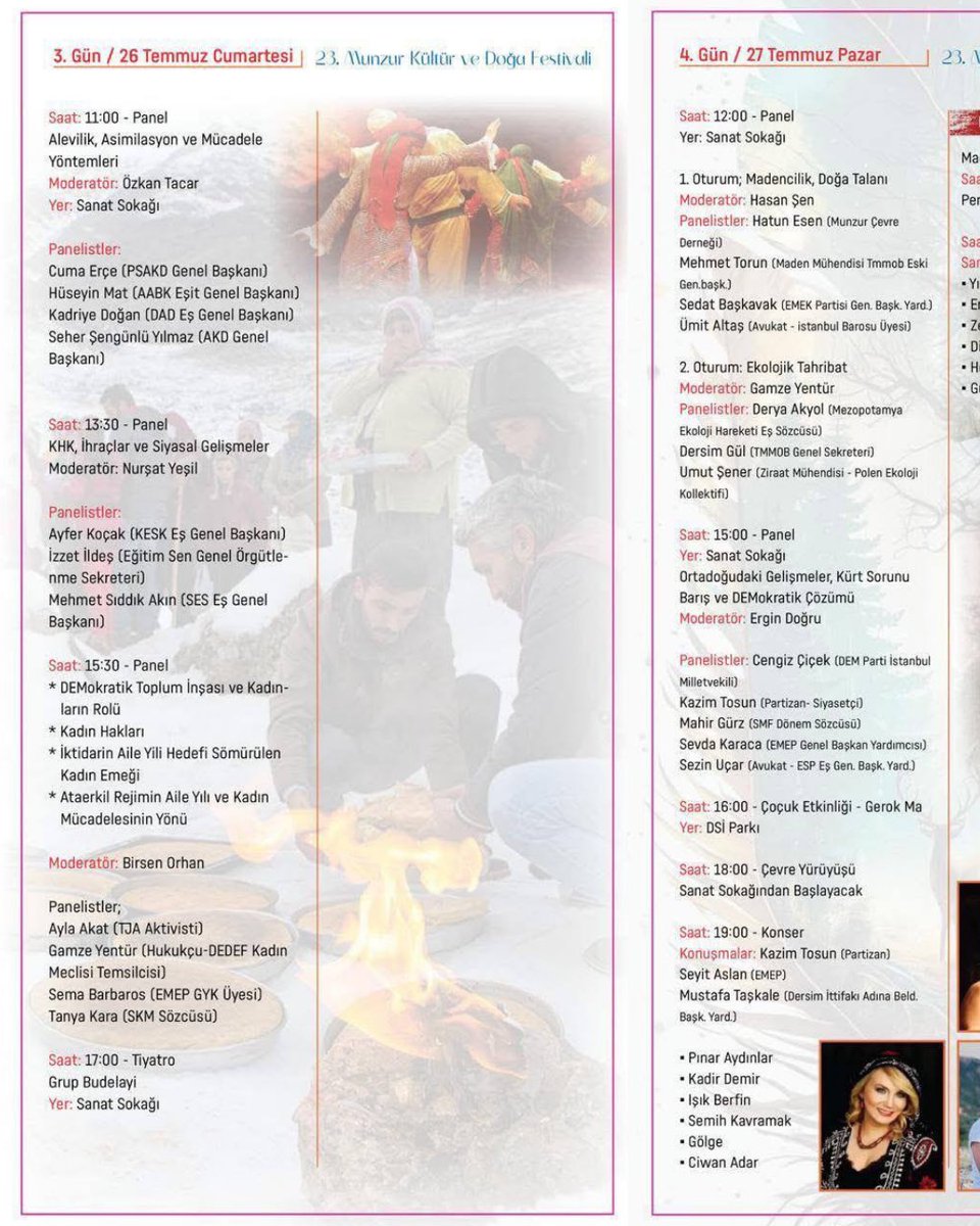 skmresmi's tweet image. Genel Sözcümüz Tanya Kara, Dersim’de düzenlenecek 23. Munzur Kültür ve Doğa Festivali kapsamında, 26 Temmuz Cumartesi günü “Ataerkil Rejimin Aile Yılı ve Kadın Mücadelesinin Yönü” başlıklı panele konuşmacı olarak katılacak.
MYK üyemiz Sezin Uçar ise 27 Temmuz Pazar günü…