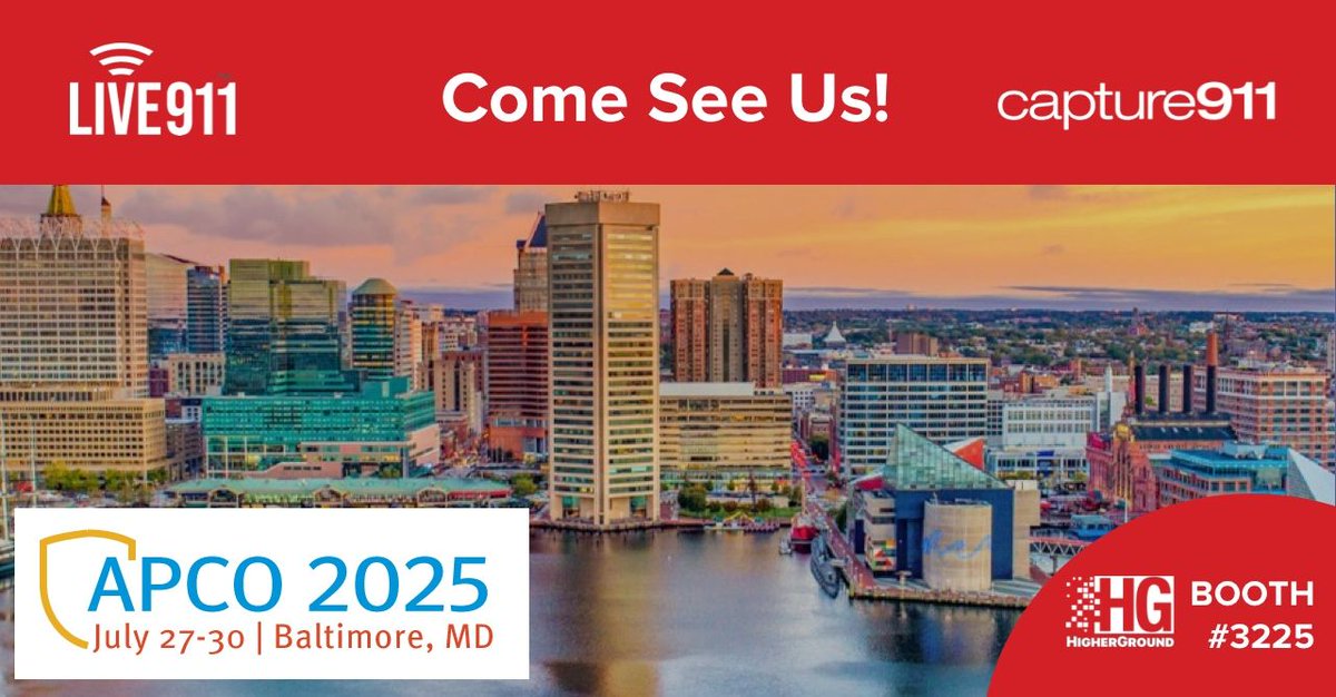 We’re heading to #APCO2025 in Houston, July 27–30!
Visit #Live911 at booth #3225 to see how real-time 911 audio streaming is transforming coordination between dispatch and officers in the field. 
🔗 apco2025.org #PublicSafety #FirstResponders