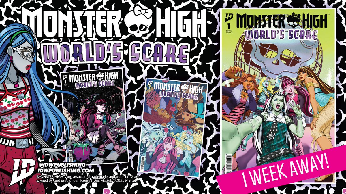 IDWPublishing's tweet image. I’m #MonsterHigh’s purrmiere gossip account, #CryptCrier.
And here is my juiciest piece of gossip yet: IDW is bringing readers a faboolous new miniseries from fang favorites @jacqueaye & Caroline Shuda.
#MonsterHighWorldsScare #1 is 1 week away!
#MonsterHighComics @monsterhigh