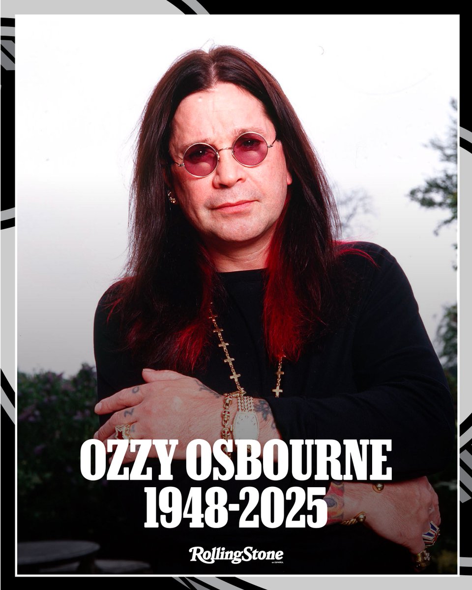 😭 Falleció a los 76 años Ozzy Osbourne, ícono del heavy metal y vocalista de Black Sabbath. Su familia comunicó: “Con una tristeza indescriptible, informamos del fallecimiento de nuestro querido Ozzy Osbourne esta mañana. Estaba con su familia, rodeado de cariño. Pedimos a todos