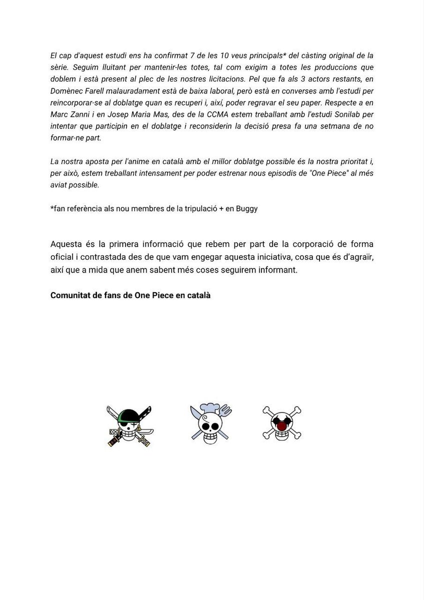 Hughes_H4's tweet photo. Aquesta és la resposta que hem rebut per part de la CCMA i @som3cat.

#OnePieceCatalà https://t.co/qHqFdtizfr