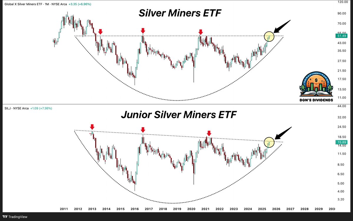 TheDonInvesting's tweet image. Silver Miners are my favorite setup within the commodity space right now. $SIL $SILJ
