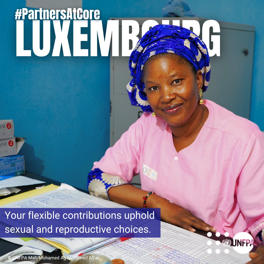 UNFPA's tweet image. Partnerships fuel our mission!
With #Luxembourg, @UNFPA is working across the globe to deliver life-saving reproductive health supplies, ensure #SafeBirth, and uphold sexual and reproductive health for all.
#PartnersAtCore