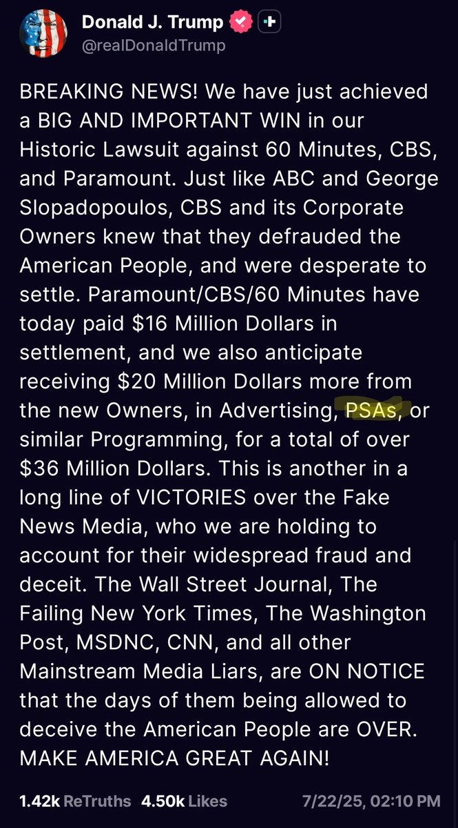 FriendsFeisty's tweet image. Imagine using the court system to force the media to tell the truth... PSAs, eh? 😎