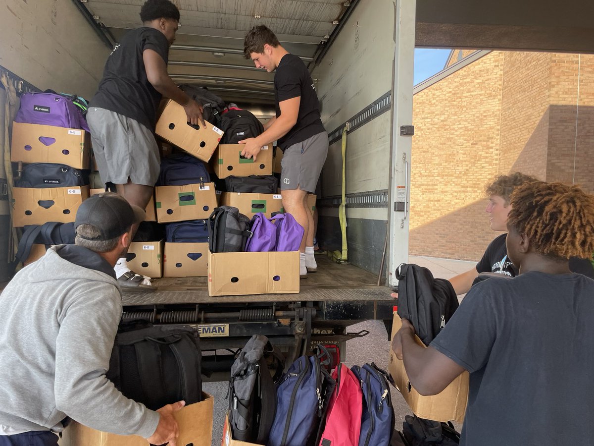 Project SOS serve day. Players packed and loaded over 500 backpacks to be delivered to the Banquet to be given to students in need for the start of the school year