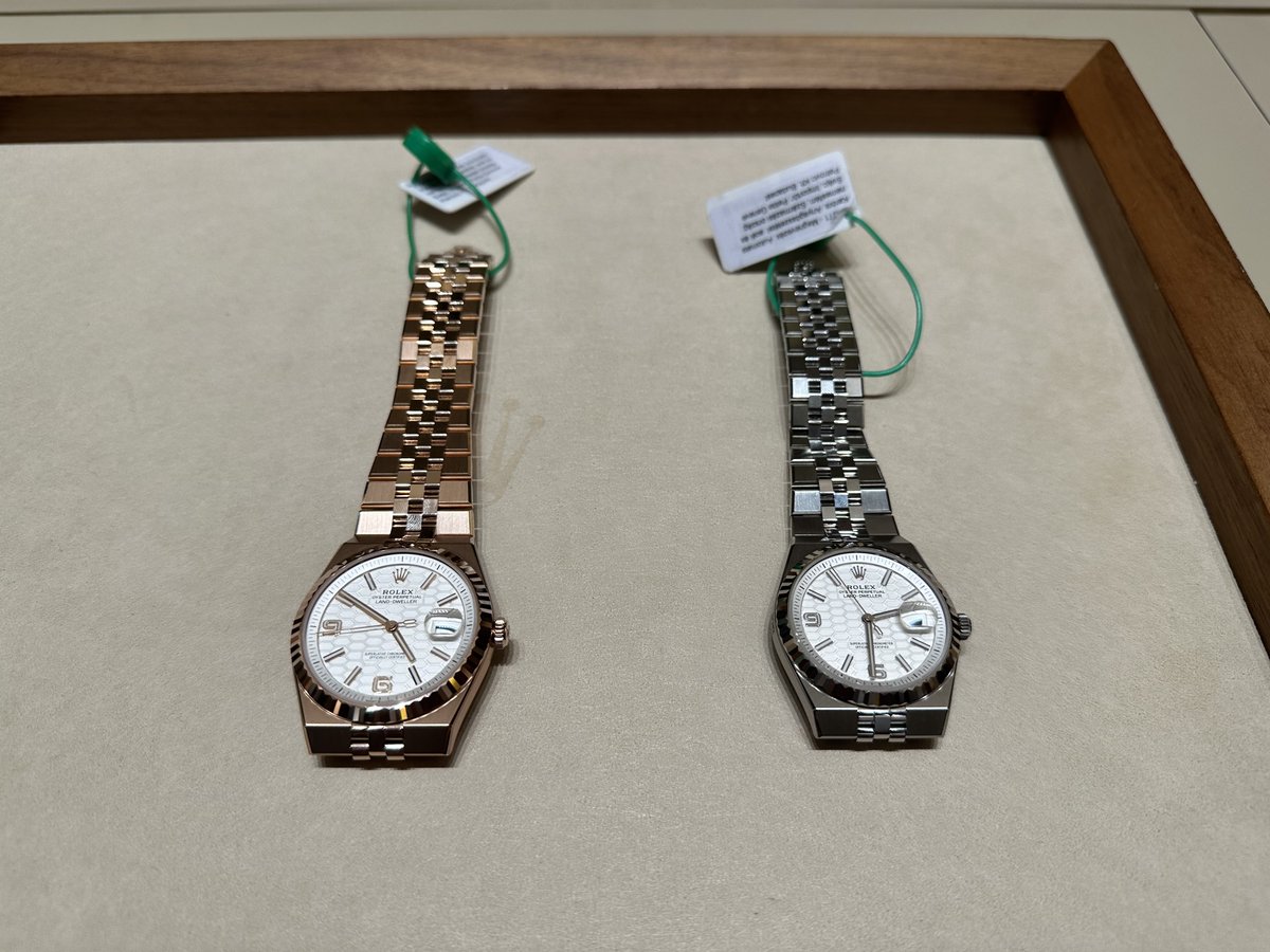 CalebFranzen's tweet image. Tried on the Rolex land dweller today.
I wasn't a fan of the watch when it first released earlier this year, but seeing them in person completely changed my perspective.
Really excquisite, especially in gold.
There are several other Rolexes that I'd prefer.
But I'm a fan now.