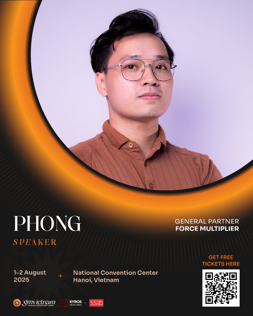 GM VIETNAM (๐,๐ป๐ณ) | Vietnam Tech Week (@gmvn_official) on Twitter photo Let's welcome <a href="/hongphonglai/">Phong | redwind.eth</a>, General Partner at Force Multiplier, to GM Vietnam 2025! ๐๐ป๐ณ
With deep roots in the Vietnamese crypto ecosystem and a strong track record in supporting bold Web3 founders across Asia, Phong brings a sharp investment perspective and community-driven Let's welcome <a href="/hongphonglai/">Phong | redwind.eth</a>, General Partner at Force Multiplier, to GM Vietnam 2025! ๐๐ป๐ณ
With deep roots in the Vietnamese crypto ecosystem and a strong track record in supporting bold Web3 founders across Asia, Phong brings a sharp investment perspective and community-driven