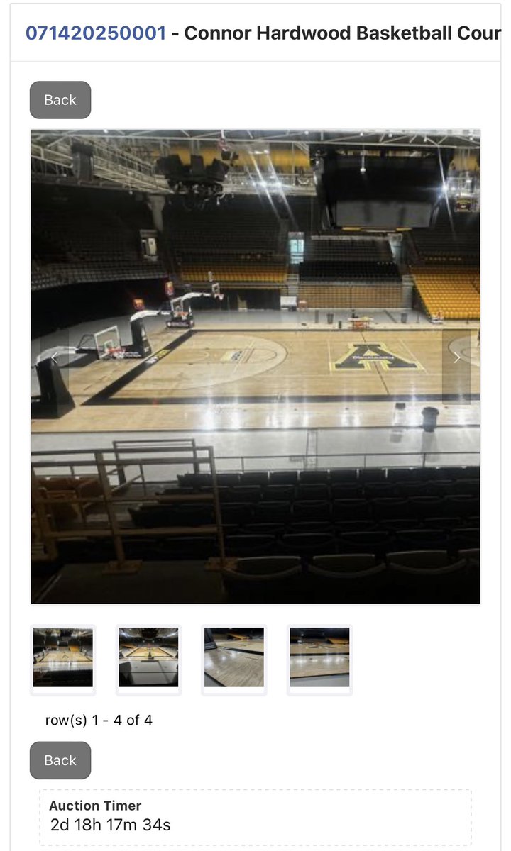 KellyGreenReprt's tweet image. App State is currently selling their Basketball court on an online auction
Current bid for the entire court is at $15K right now….