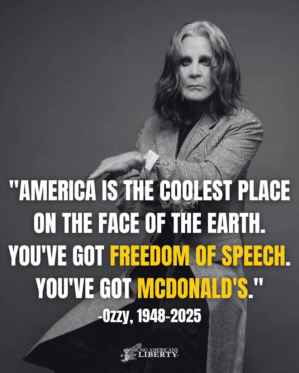 YALiberty's tweet image. Censored. Mocked. Nearly canceled.
He still sold out stadiums.
Ozzy Osbourne was a free speech warrior and a musical force of nature.
RIP to a true original.