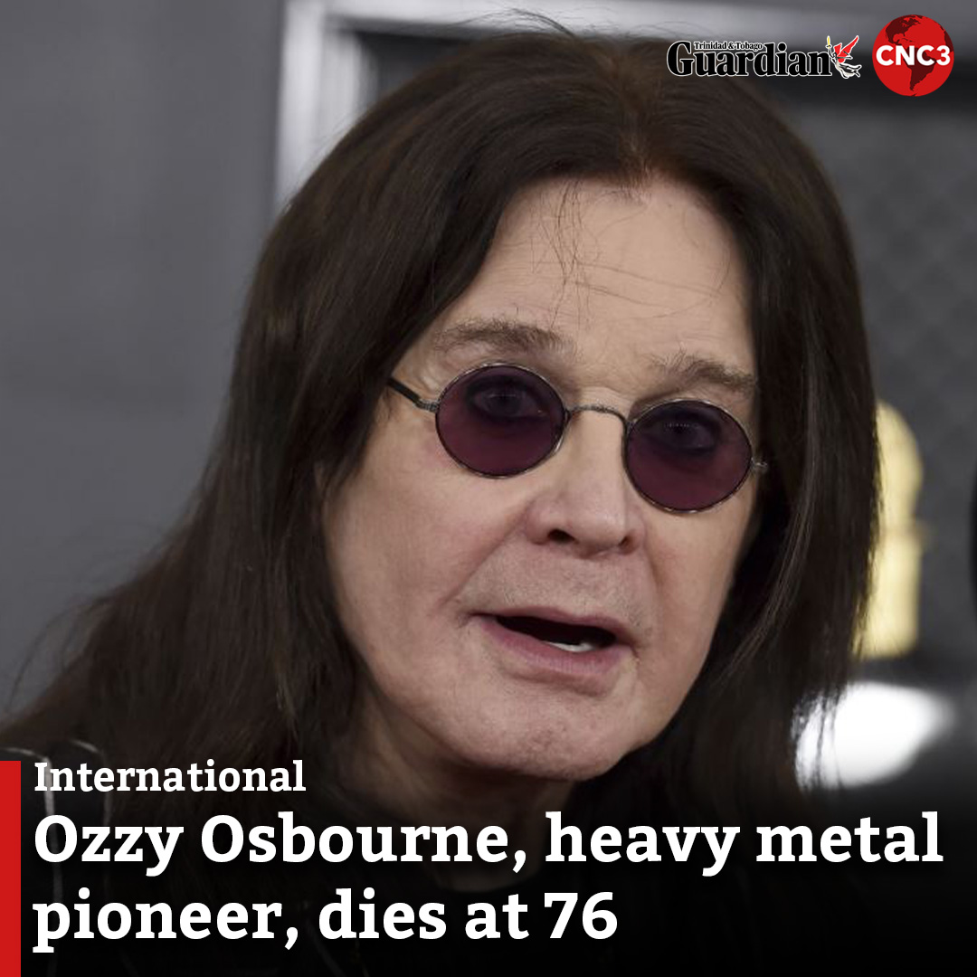 CNC3TV's tweet image. Ozzy Osbourne, the gloomy, demon-invoking lead singer of the pioneering band Black Sabbath who became the throaty, growling voice — and drug-and-alcohol ravaged id — of heavy metal, died Tuesday, just weeks after his farewell show. He was 76.
Read more:
cnc3.co.tt/ozzy-osbourne-…