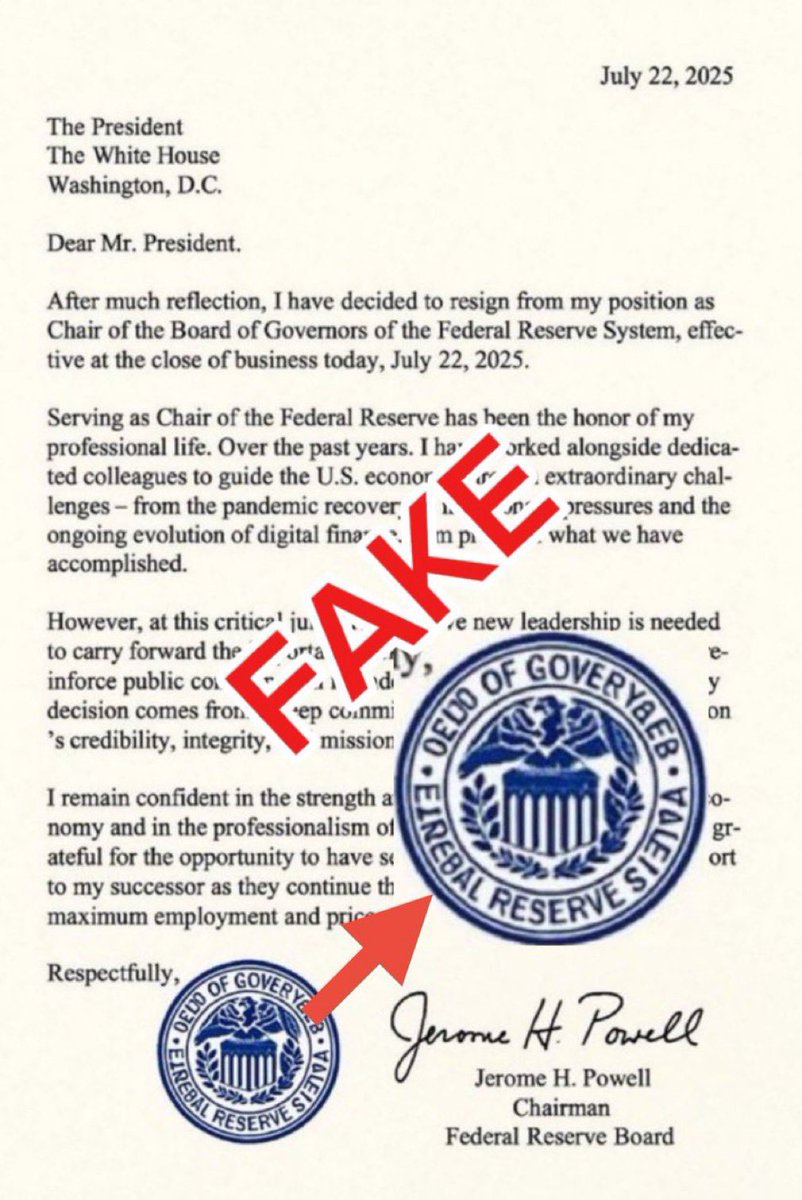 🚨 BREAKING: "Falsità sulle Dimissioni di Jerome Powell: Tutti i Rapporti Sono Infondate"