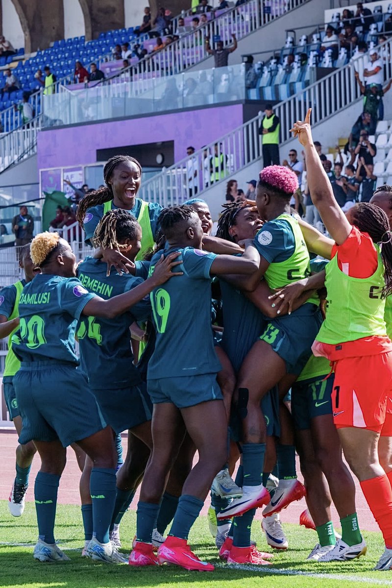 FajSports's tweet photo. ✍️ To the esteemed Black Queens of Ghana, the Super Falcons have progressed to the final.
Can we have the pleasure of a thrilling #JollofDerby grand finale? https://t.co/FZo2ARPKjW