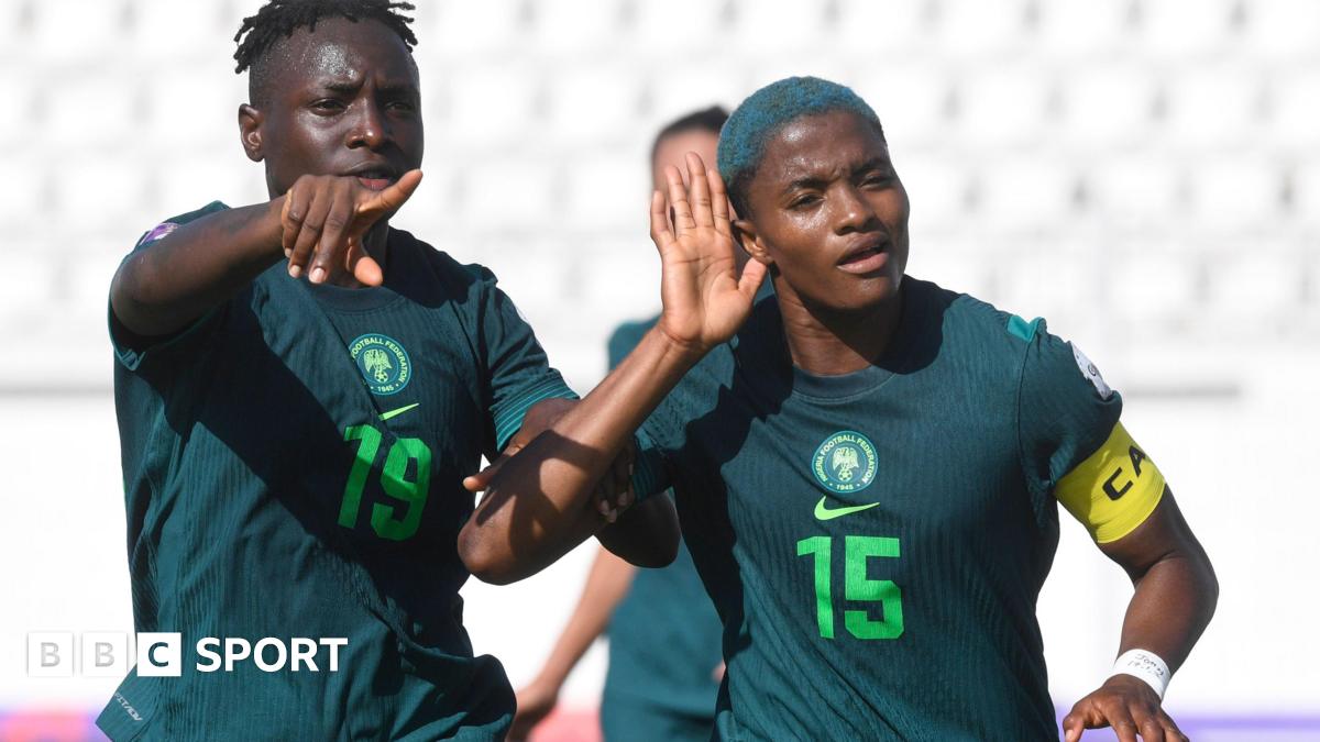 BBCAfrica's tweet image. Nigeria scored a dramatic stoppage time winner to beat defending champions South Africa 2-1 and book their place in Saturday's final of the 2024 Women's Africa Cup of Nations (Wafcon). bbc.in/3TTdyyH