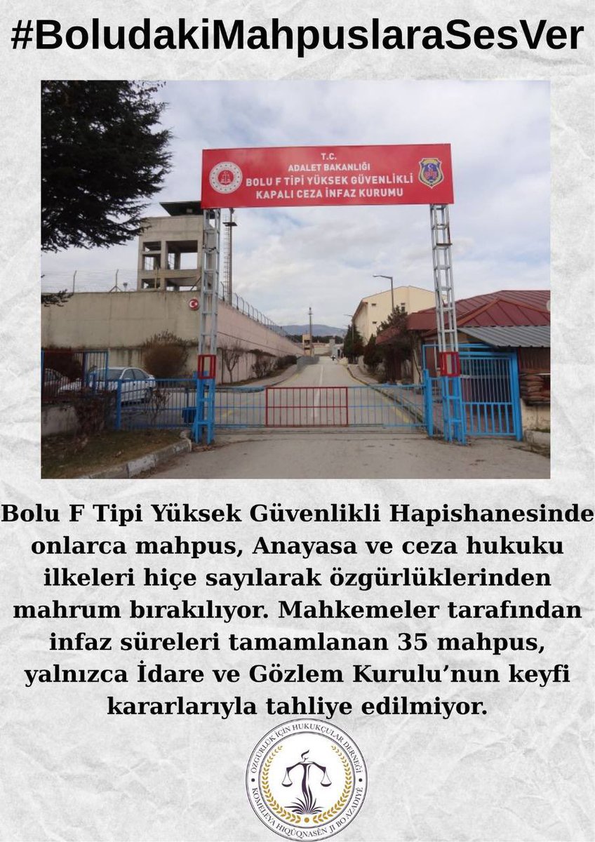 Tutsaklar her zaman için bir “turnusol” kâğıdı görevini görür. Devlet “esir” olarak gördüğü için bırakmıyor. #BoludakiMahpuslaraSesVer