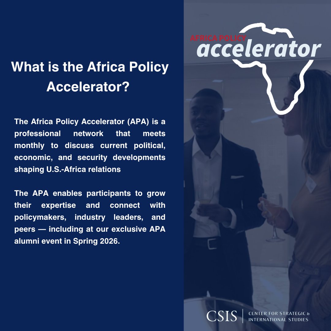 CSISAfrica's tweet image. The @CSIS Africa Policy Accelerator is an excellent opportunity to network and engage with the next generation of U.S.-Africa policymakers and practitioners.
Learn more and apply here: bit.ly/46RKRK3