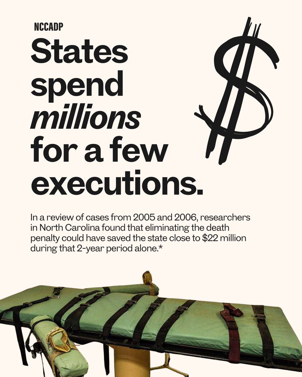 NCCADP's tweet image. The death penalty is too expensive to justify.