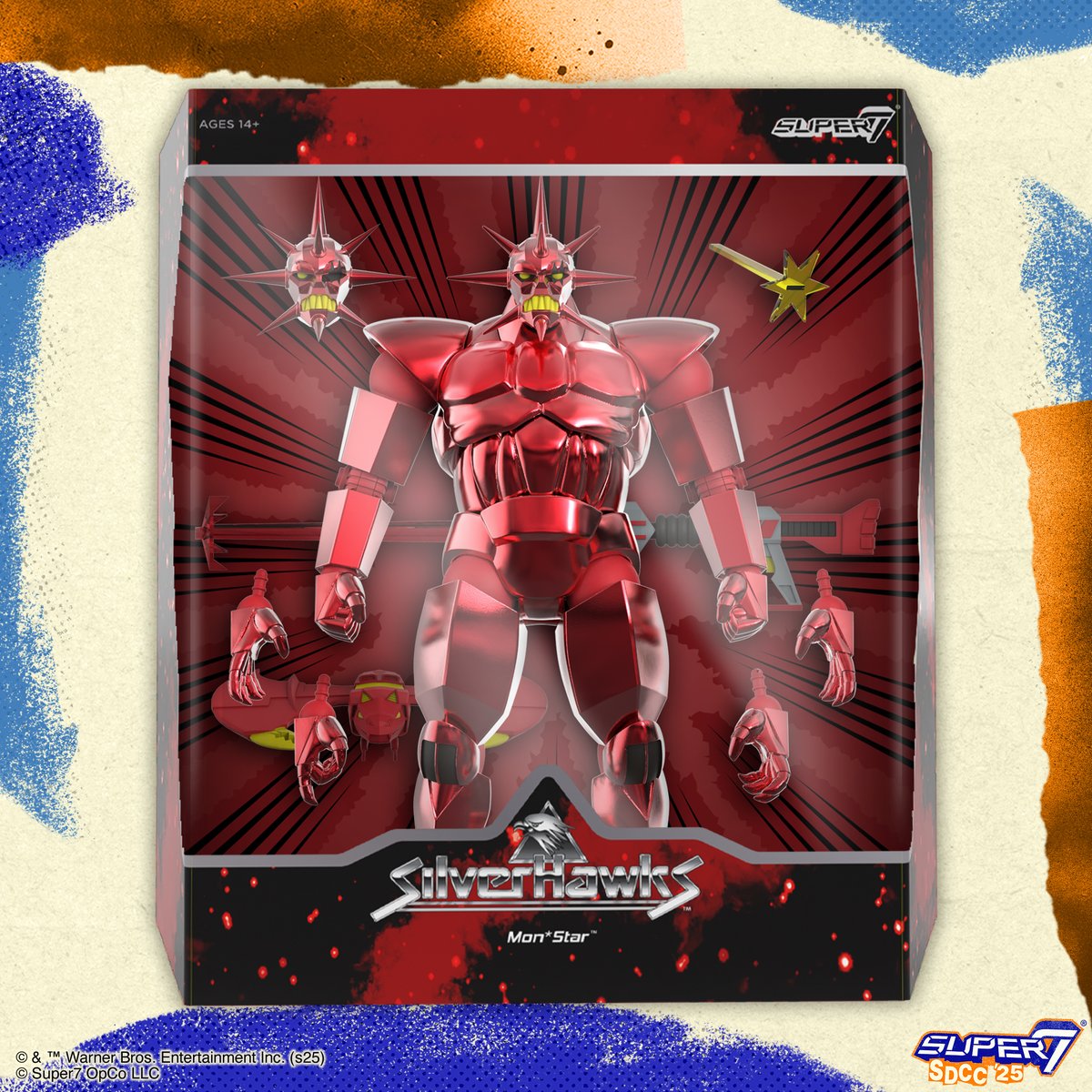 super7store's tweet image. The Moonstar of Limbo shines extra bright at San Diego Comic-Con. Hurry to collect this SilverHawks ULTIMATES! Figure of Mon*Star in red metallic vac metal. Coming Soon! #Super7