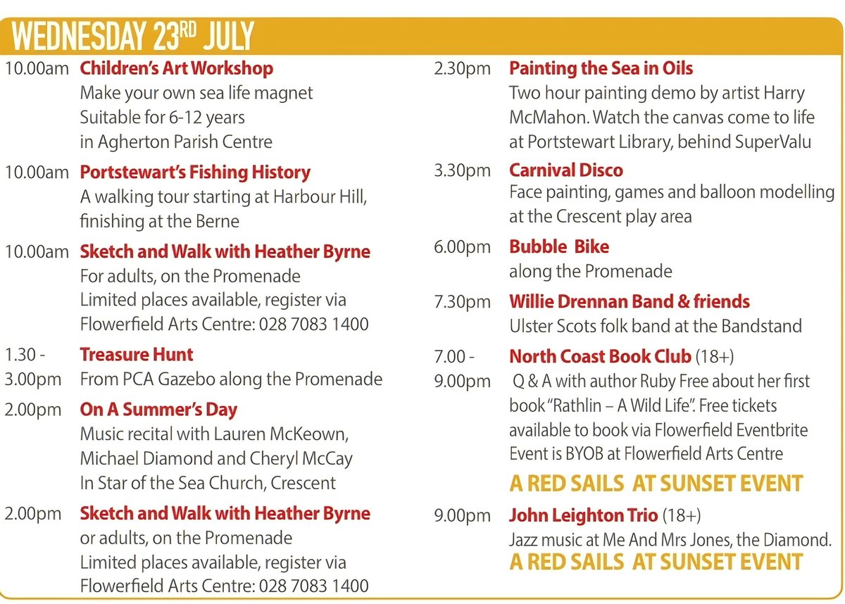 PortstewartProm's tweet image. Your Wednesday line-up at The Red Sails Festival, Portstewart