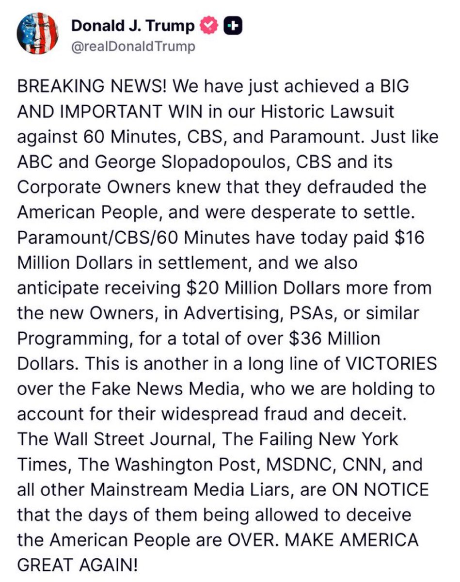 Bruce_LeVell's tweet image. BREAKING NEWS! We have just achieved a BIG AND IMPORTANT WIN in our Historic Lawsuit against 60 Minutes, CBS, and Paramount. Just like ABC and George Slopadopoulos, CBS and its Corporate Owners knew that they defrauded the American People, and were desperate to settle.…