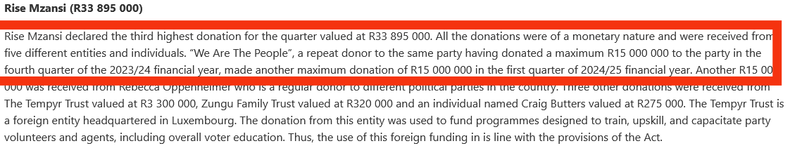 politicaleconZA's tweet image. Remember when R30mil in political donations to Rise Mzansi was laundered through an unknown NGO called 'We Are the People'?
All major media houses in South Africa did: 🙈🙉🙊
AFAIK, the details of who was behind that remain unknown.
But Songezo Zibi is now chair of SCOPA 😅