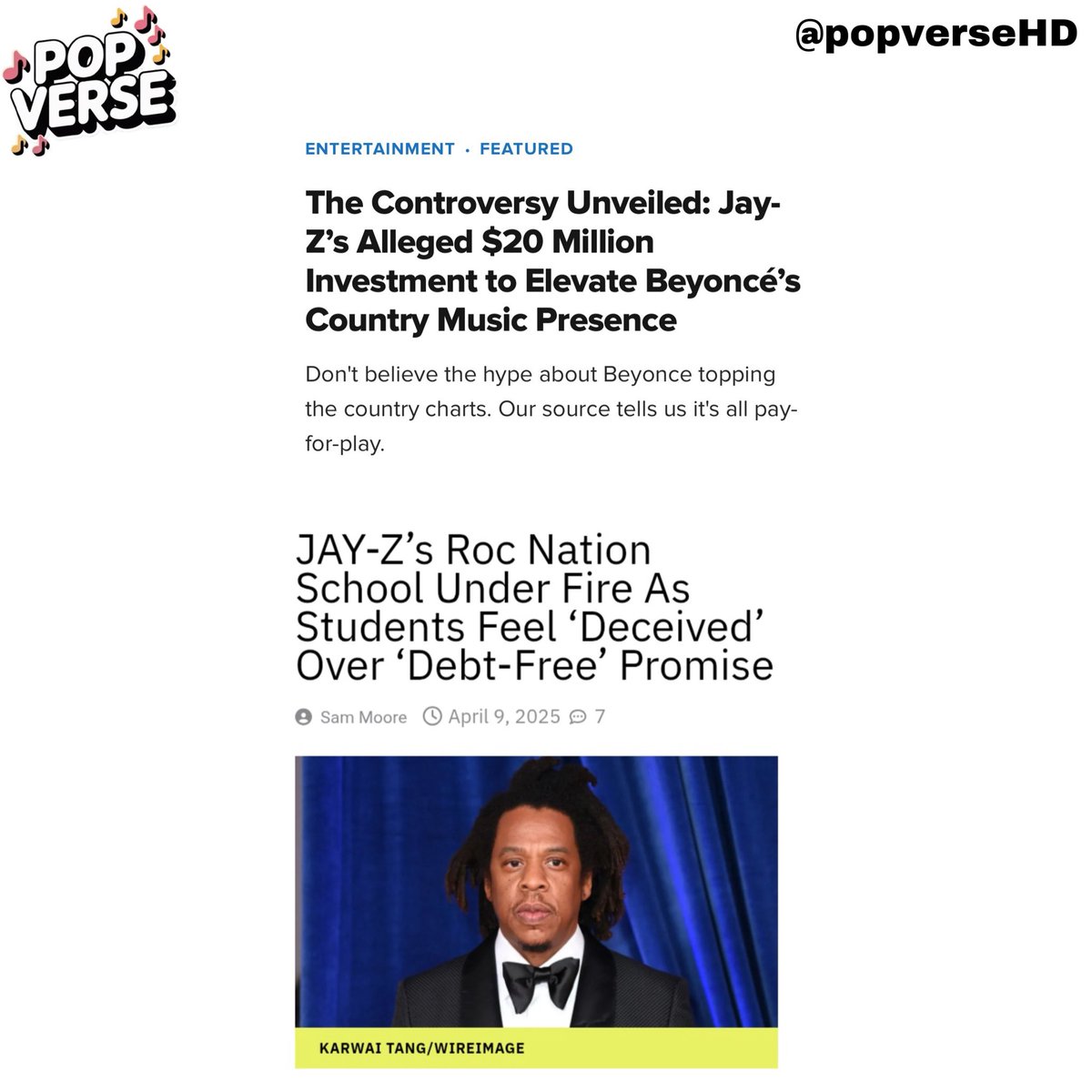 popverseHD's tweet image. Casal Carter estaria endividado após gastos exorbitantes tentando hitar o álbum “Cowboy Carter”
Jay Z pagou mais de 20 milhões para rádios tocarem os singles do álbum precisando deixar estudantes de música com uma dívida de quase 30 mil dólares após promessa de bolsas de estudos