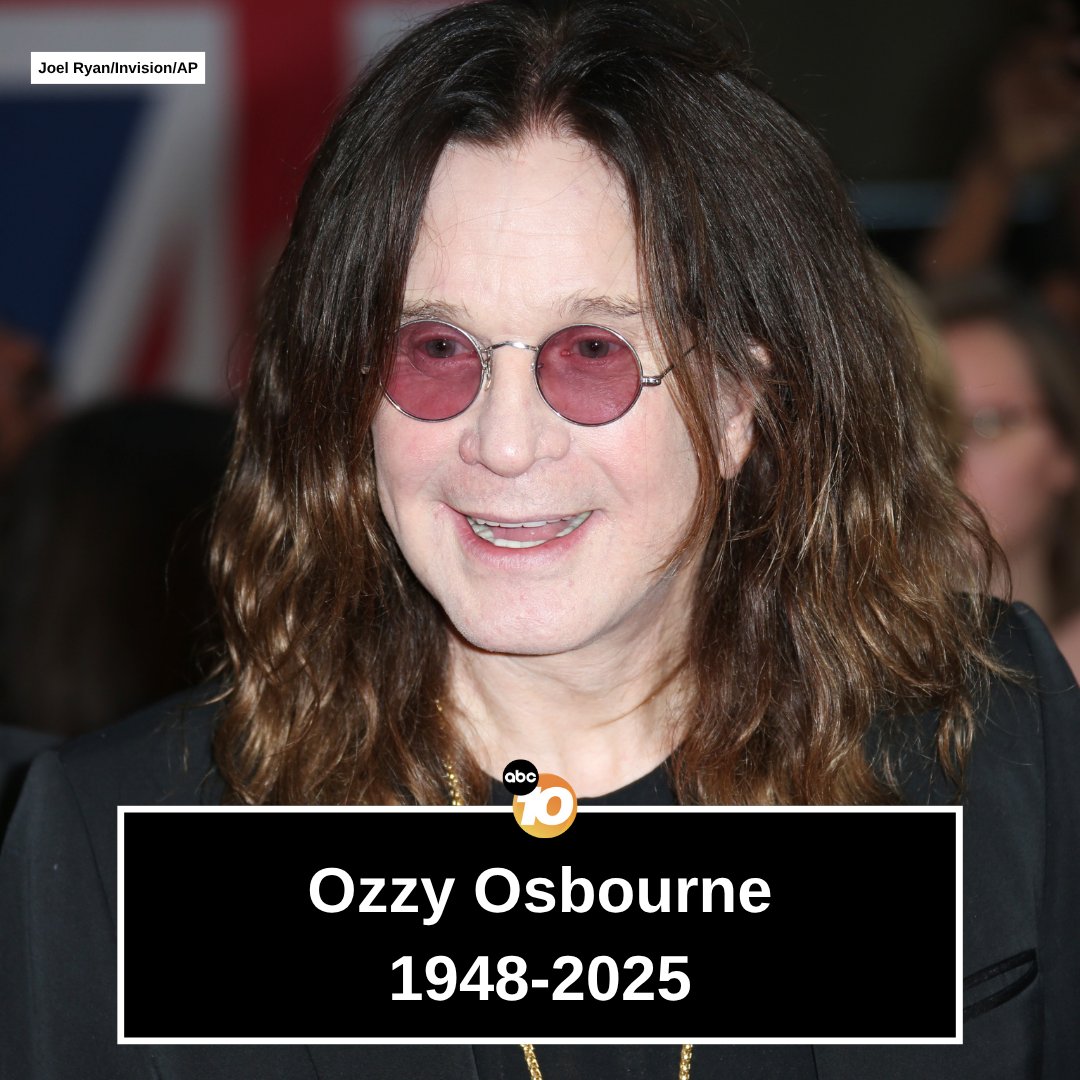 10News's tweet image. Ozzy Osbourne, the heavy metal music icon and lead singer of the influential band Black Sabbath, has died at age 76.
Osbourne’s death comes just weeks after his farewell show in Birmingham, England.
STORY: 10news.com/obituaries/ozz…