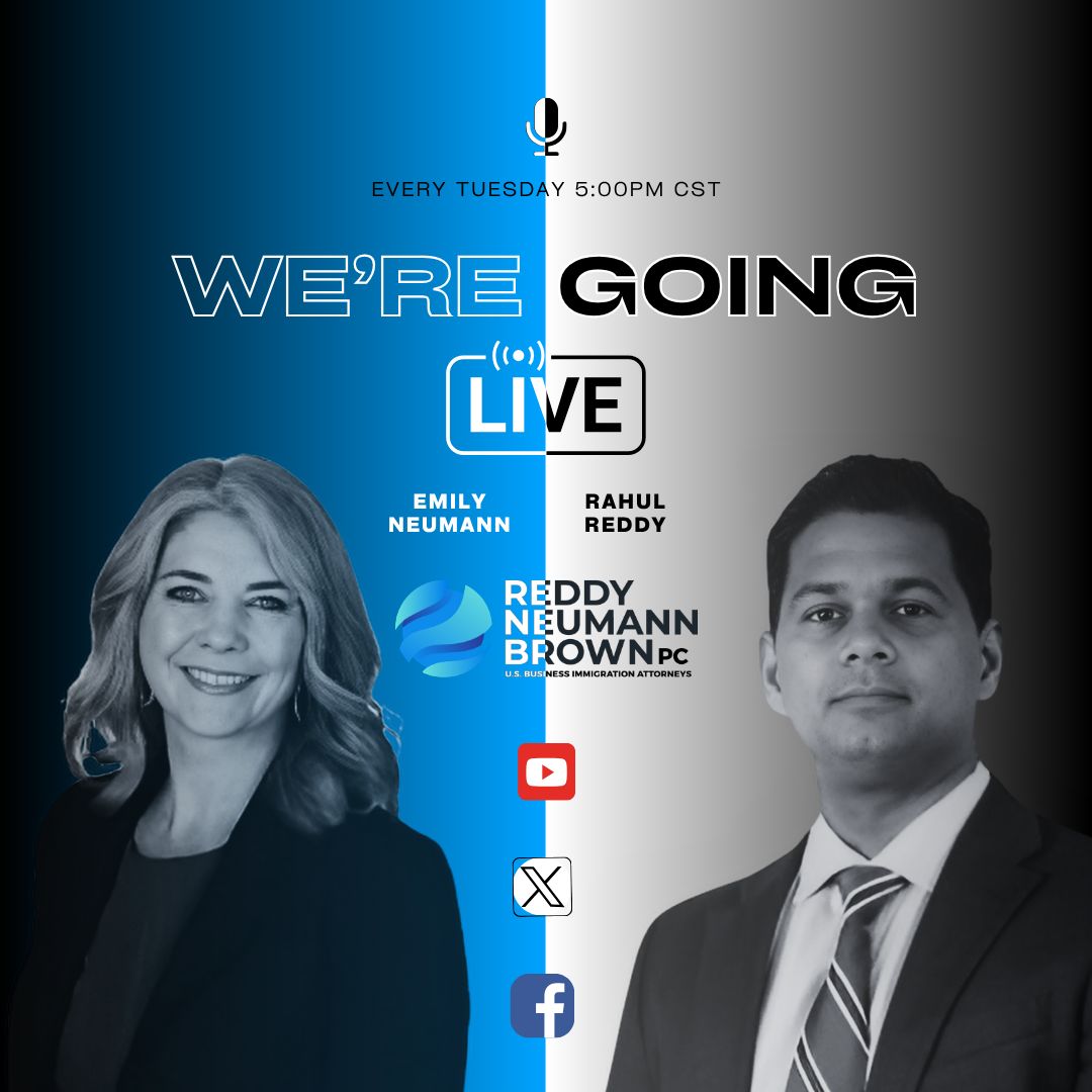 rnlawgroup's tweet image. 🔴 We Are Going Live! 🎙️@ 5 PM CST Every Tuesday! You can join us for an insightful live session. This week featuring Rahul Reddy & Emily Neumann of Reddy Neumann Brown PC!
Tune in on YouTube, Facebook, and X platform for invaluable insights. Don't miss out!
#Immigration…