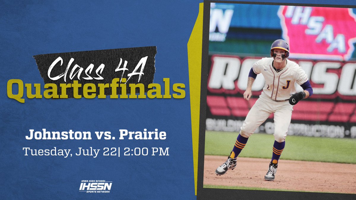 Watch_IHSSN's tweet image. The Class 4A Quarterfinals continue with Johnston taking on Prairie. First pitch has been pushed back to approximately 2:30. Watch on the IHSSN Cable Network or purchasing a streaming pass at IHSSN.com or the Watch IHSSN App.