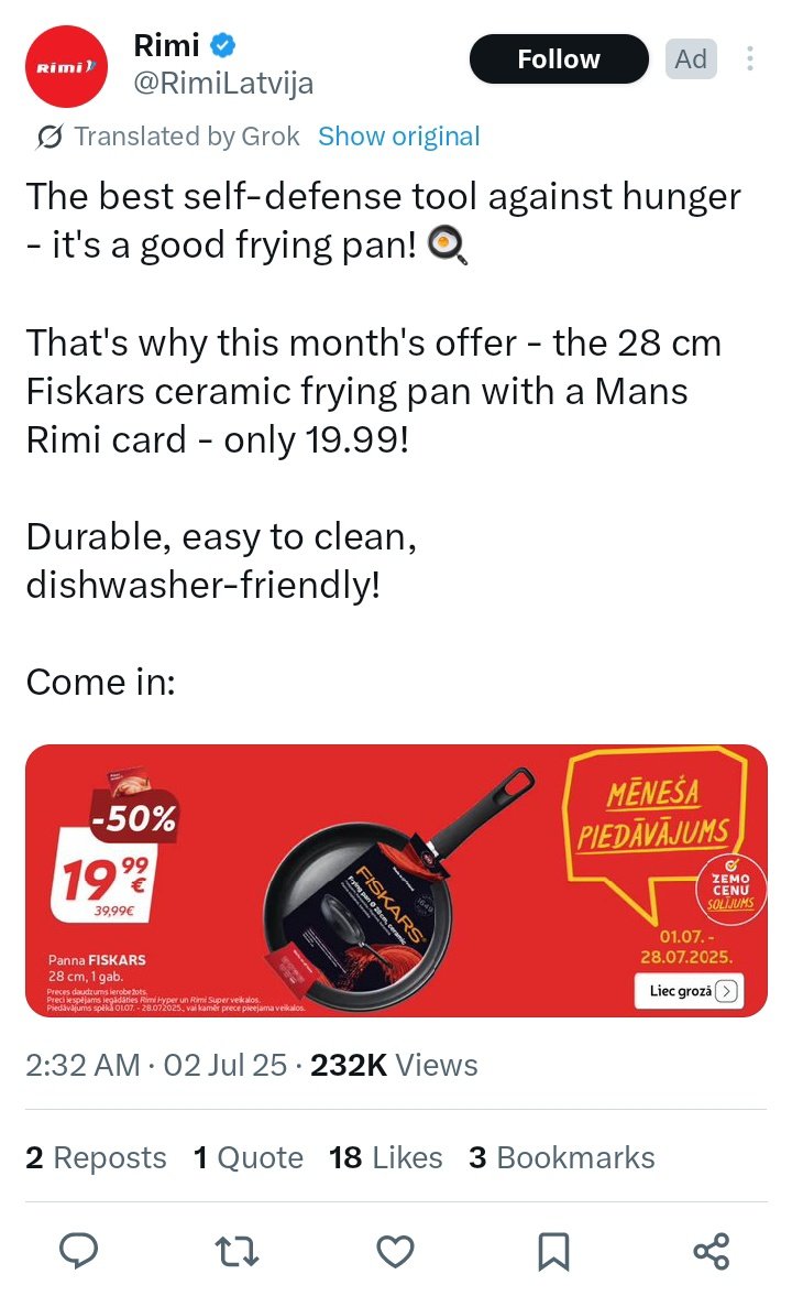 BakeEurope's tweet image. I keep getting served Latvian ads. 🤔