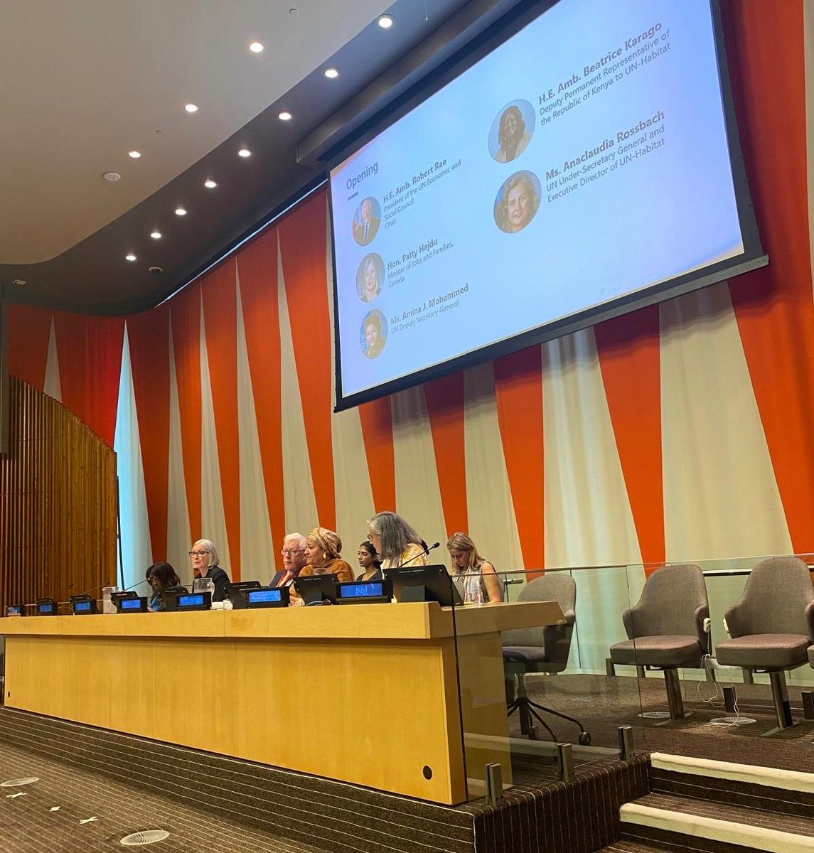 CanadaUN's tweet image. Minister of Jobs and Families Patty Hajdu joined UN Deputy Secretary-General Mohammed, UN-Habitat Executive Director Rossbach, Kenya’s Deputy Permanent Representative to UN-Habitat Karago, and ECOSOC President Rae for an event on adequate housing for all.